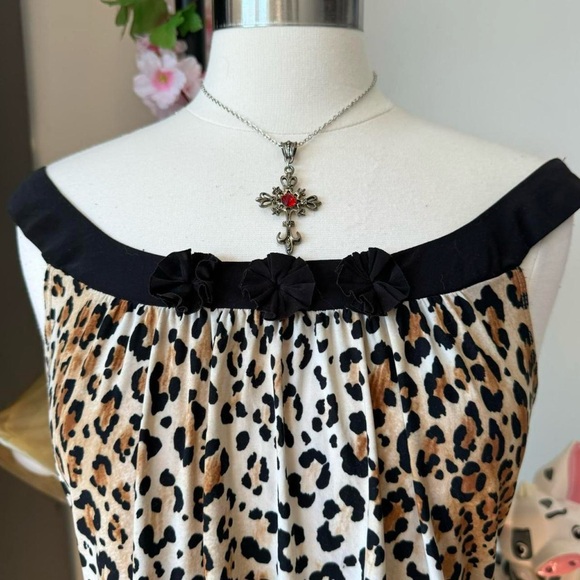 Black Brown Leopard Print top - Picture 3 of 7